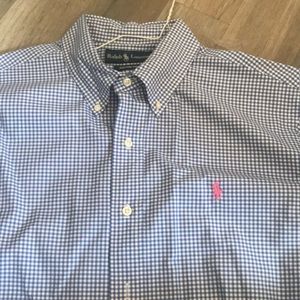 Ralph Lauren long sleeve shirt blue and white check. Size large